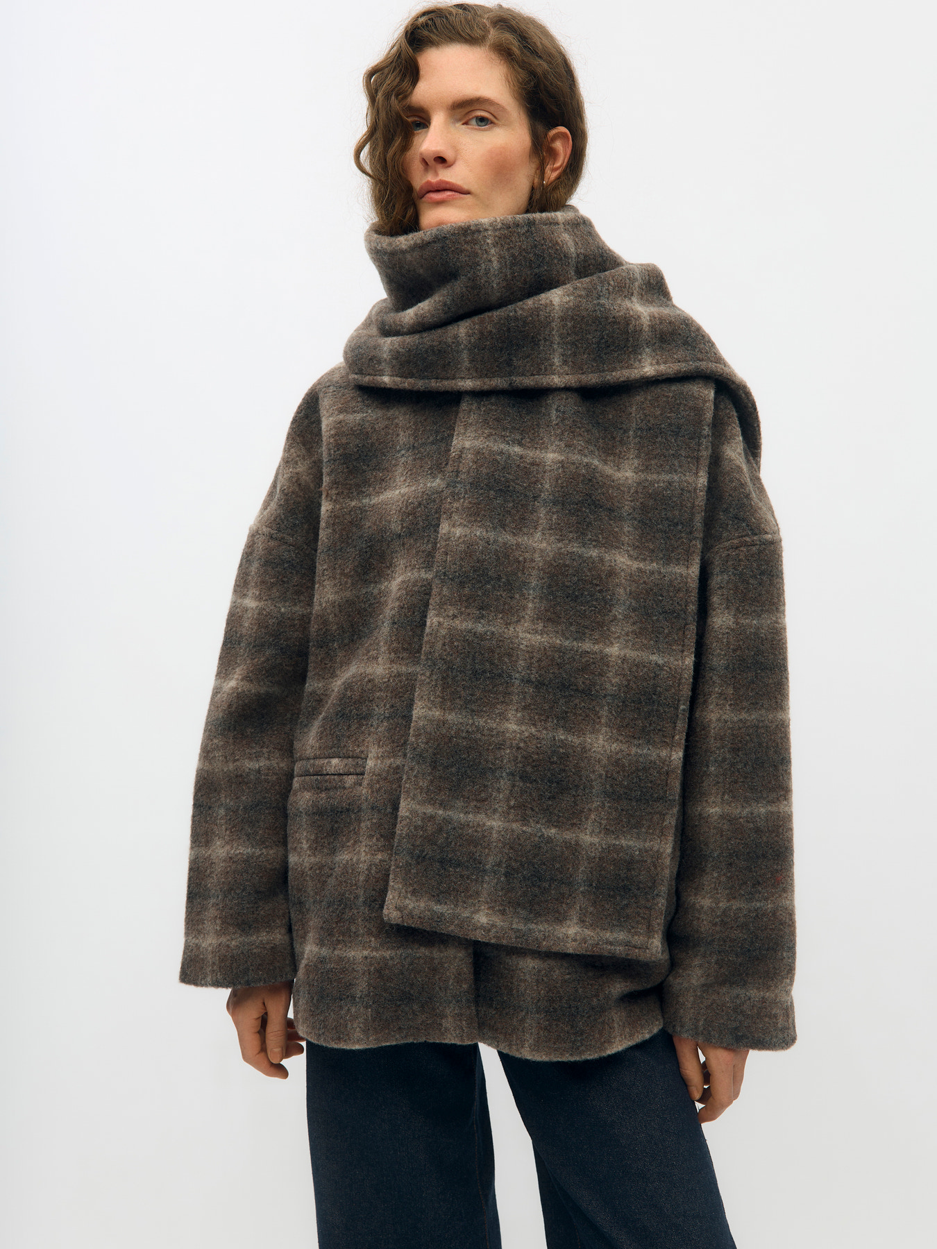 OBJMAISE LS LO SCARF JACKET NOOS Carafe Check - 8
