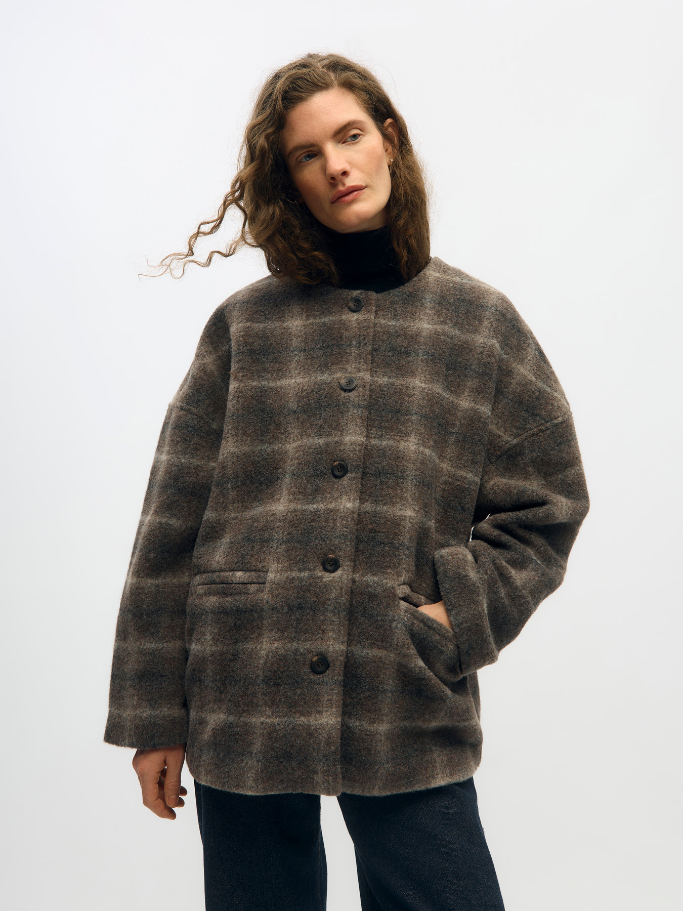 OBJMAISE LS LO SCARF JACKET NOOS Carafe Check - 7