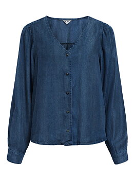 OBJFRAME RE LS V-NECK TOP DIV Dark Blue Denim Rinse wash