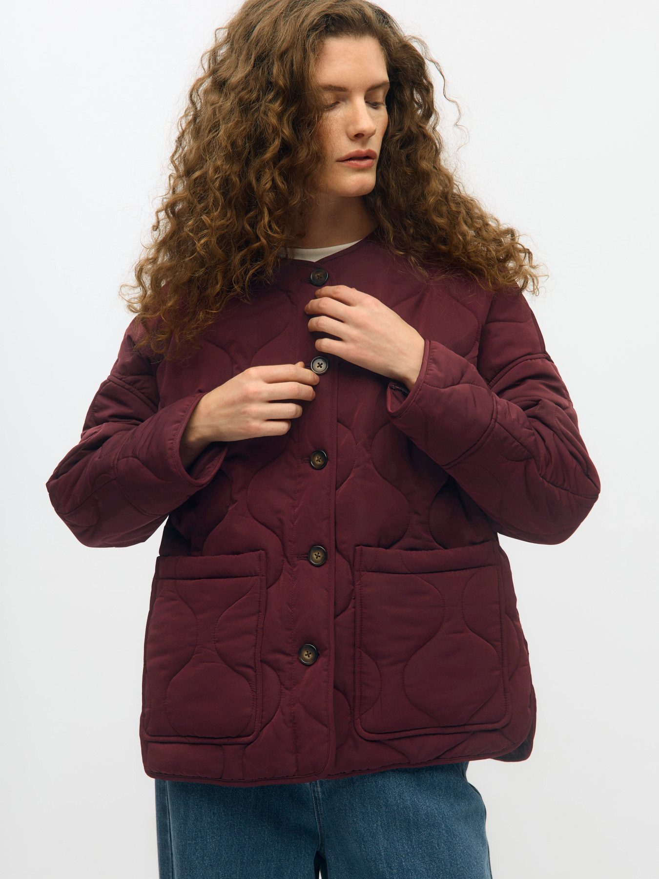 OBJALLIE LS LO QUILTED JACKET NOOS Windsor Wine - 3