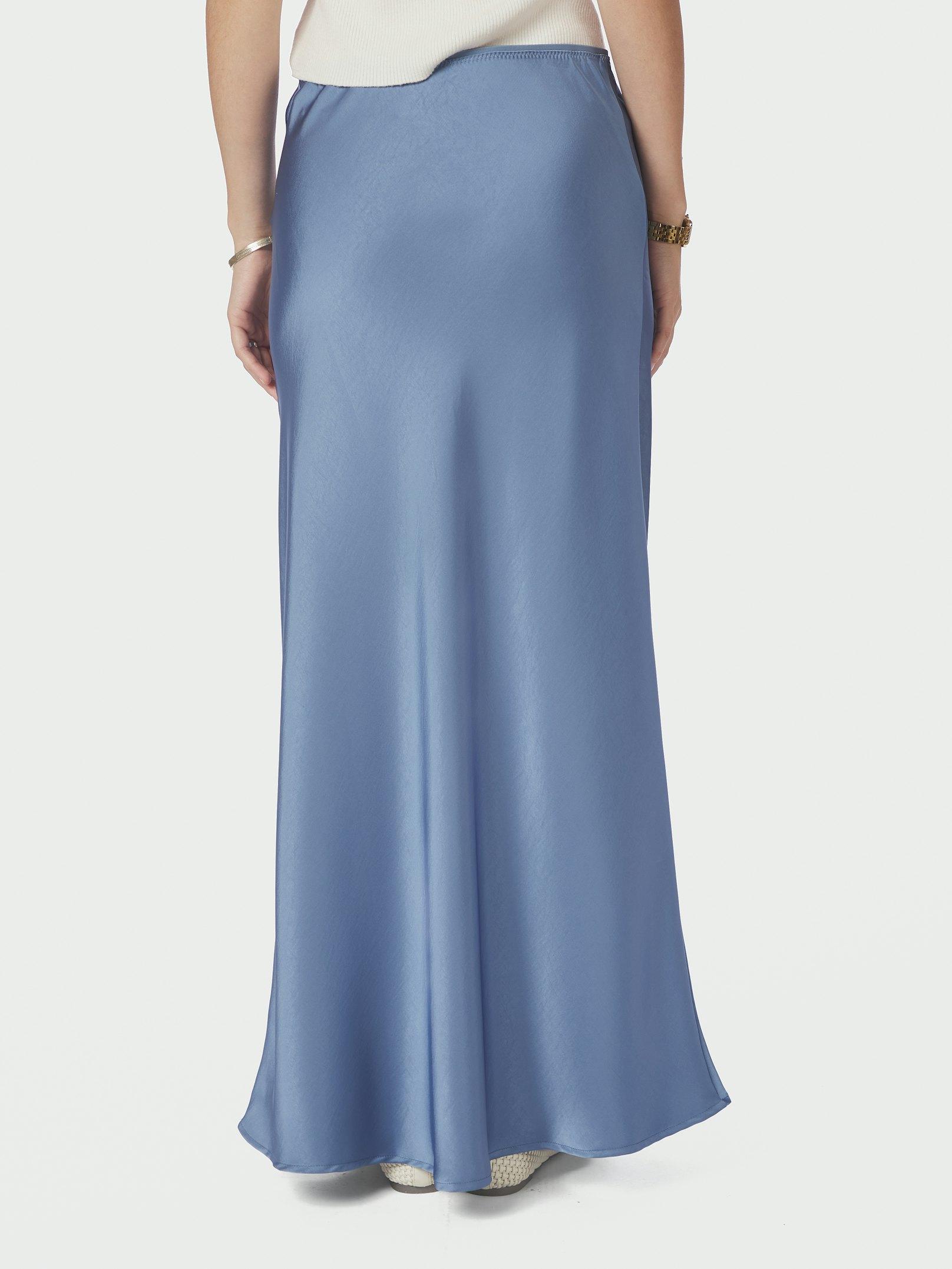 Vicky Heavy Sateen Skirt Smoke Blue - 4
