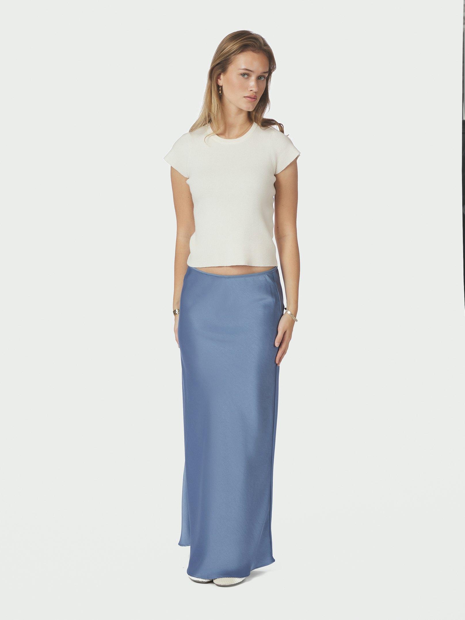 Vicky Heavy Sateen Skirt Smoke Blue - 5