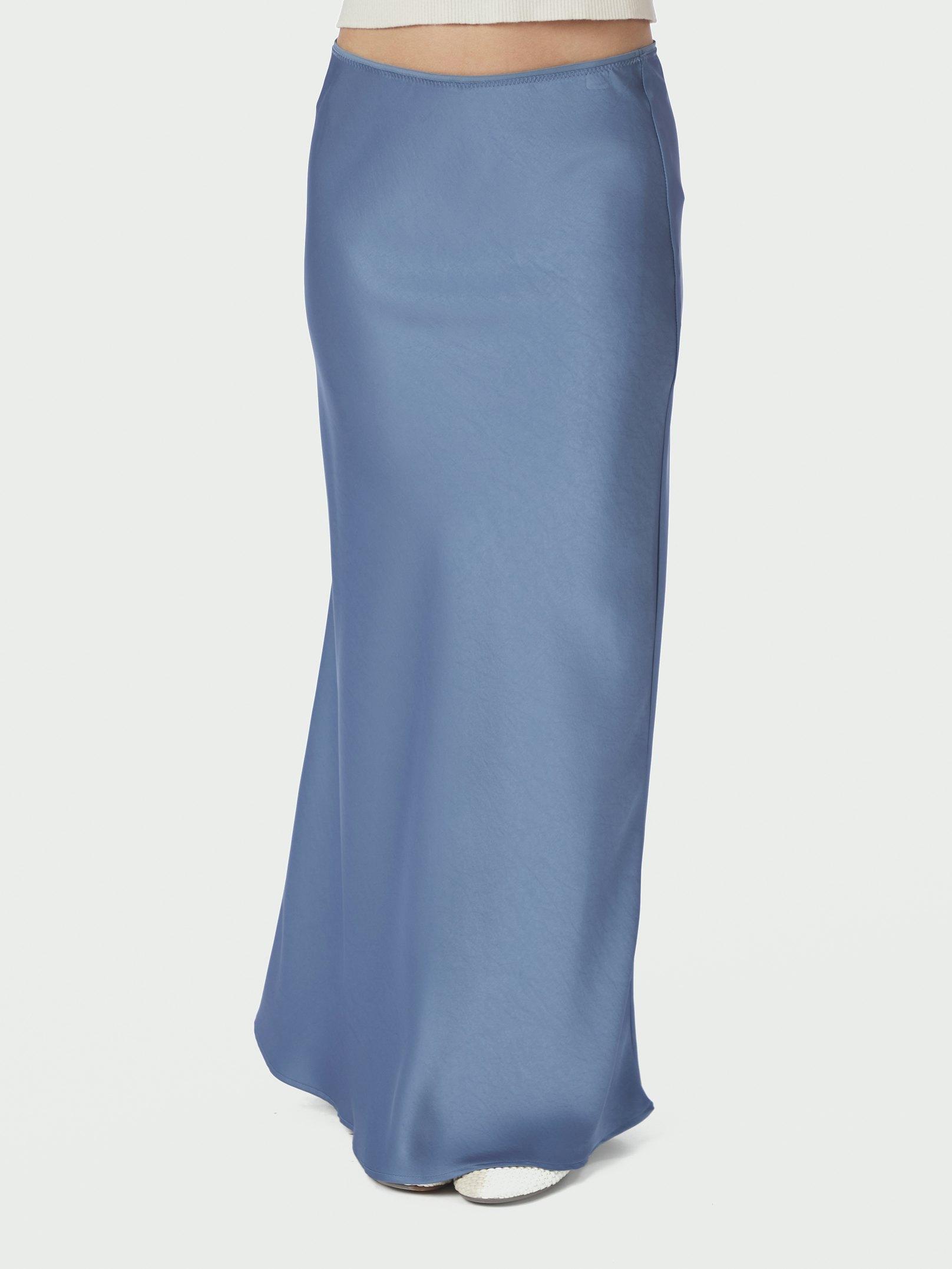 Vicky Heavy Sateen Skirt Smoke Blue - 3