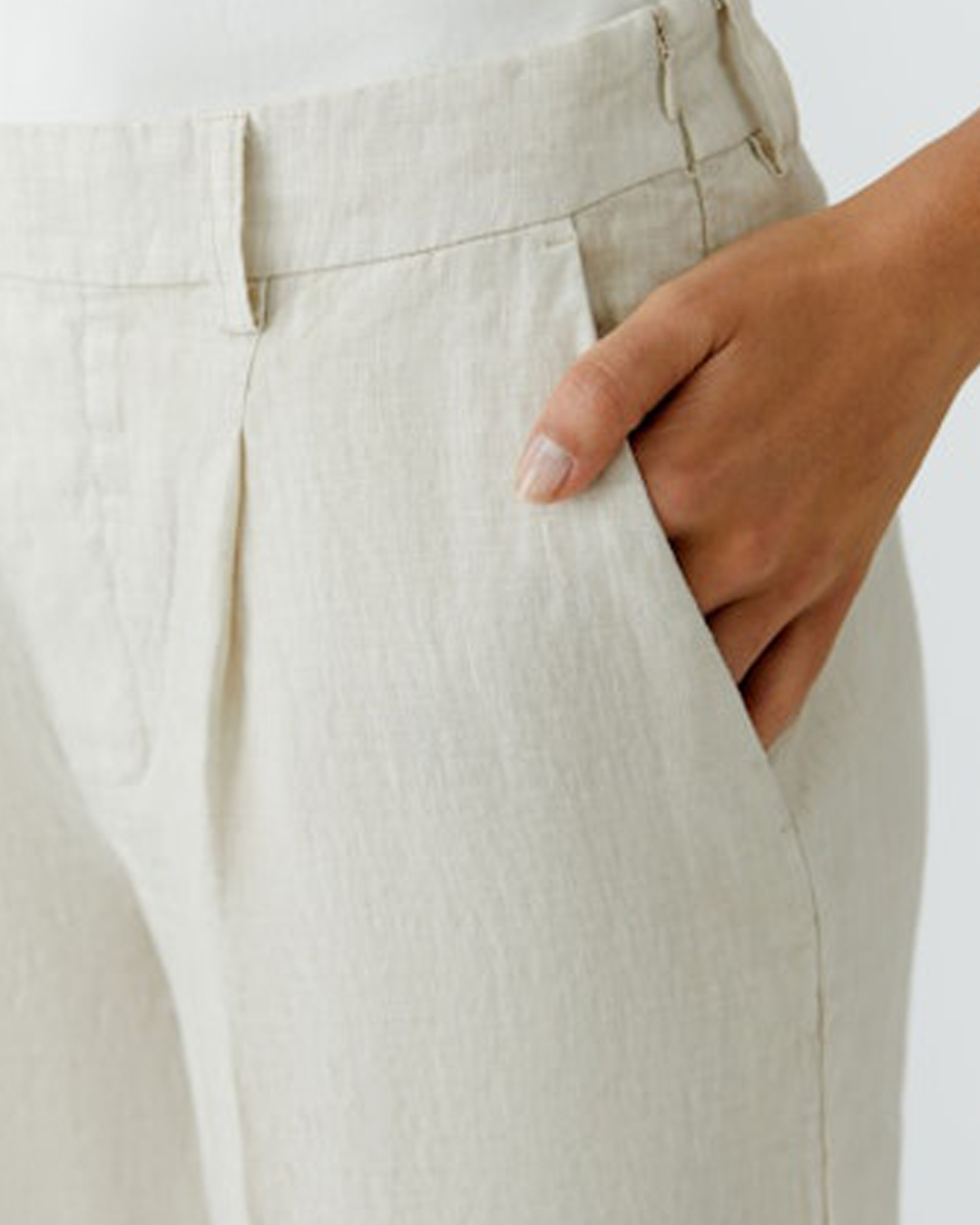 Linneshorts bermuda biscuit ljusbeige - 4