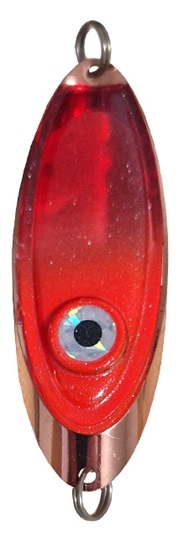 Char flasher from fibe for ice fishing for char trout and other predators
