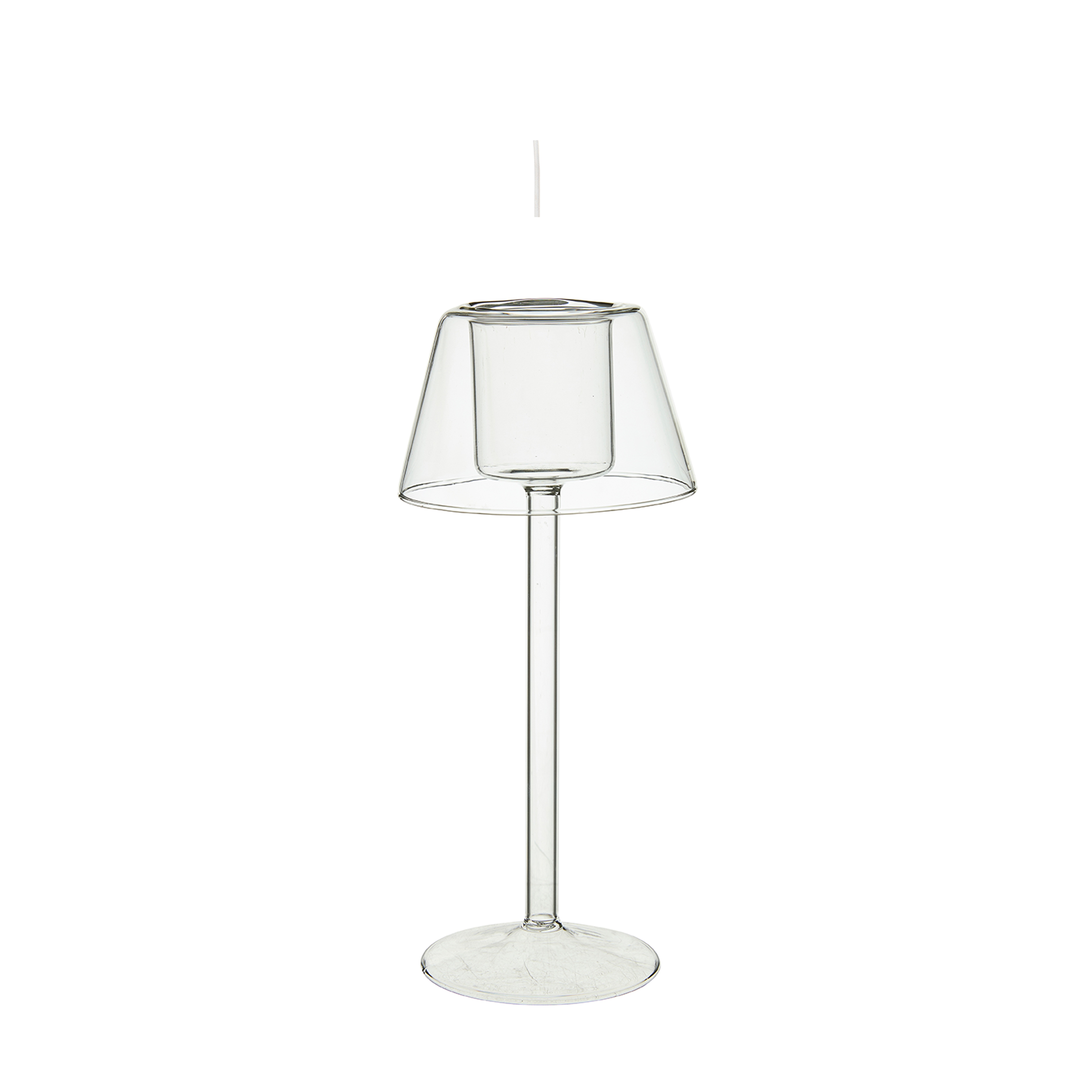 Candlestick - Lantern - Tealight - Glass - 11x24 cm - 3