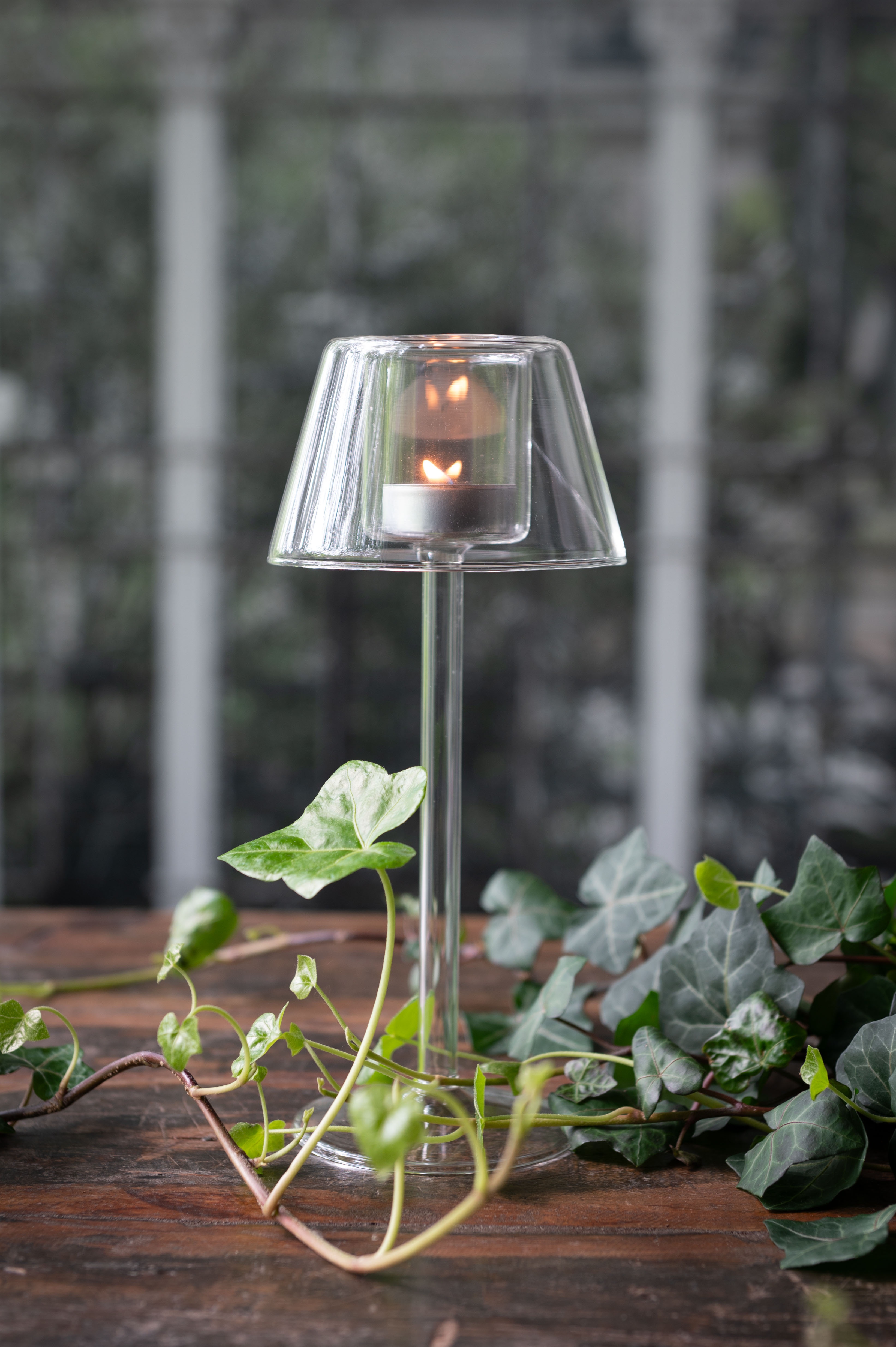 Candlestick - Lantern - Tealight - Glass - 9x20 cm - 4