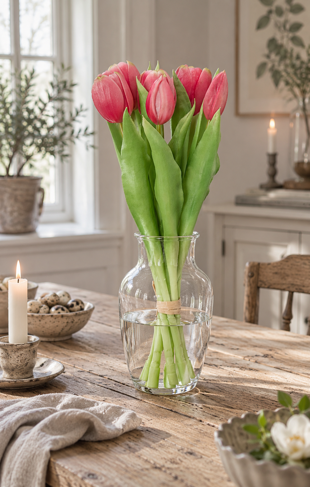 Artificial Tulip Bouquet Pink - 31 cm - 7 pcs