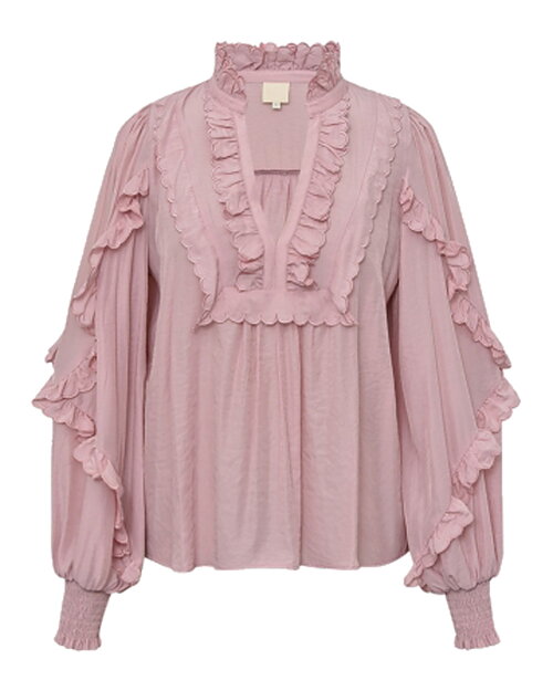Blus Nana med volanger gammelrosa
