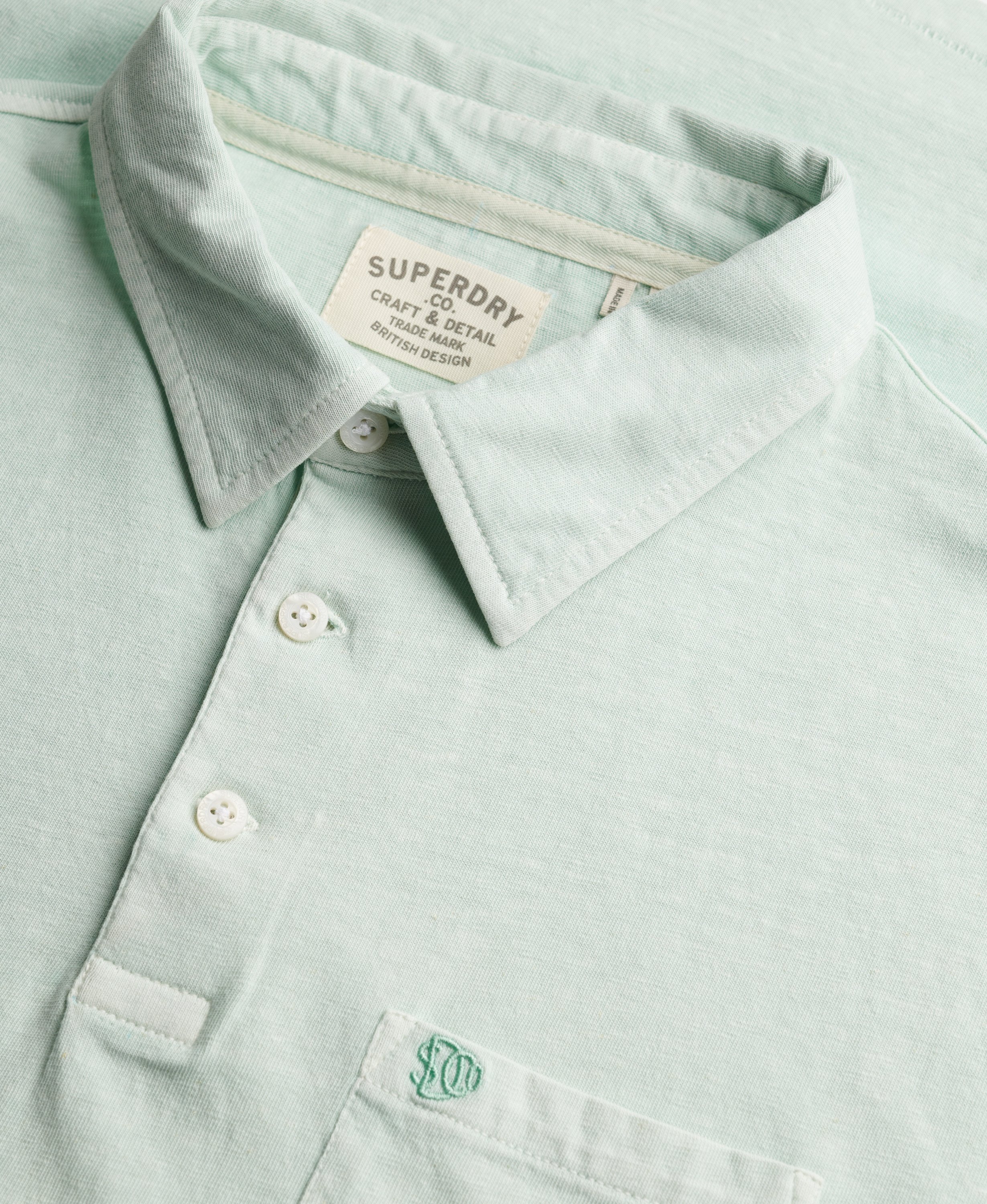 Superdry - Classic Cotton Linen Polo - Fresh Mint Green - 5