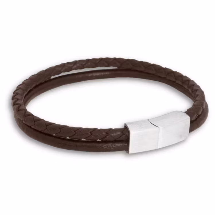 Armband två remmar brunt läder