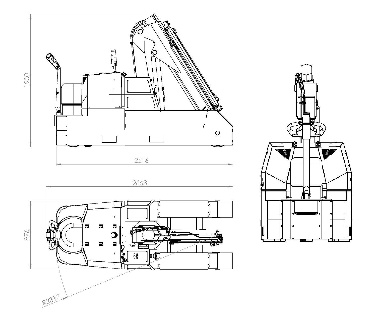 Mobil verkstadskran Flex F3000, Maxlast: 3000-900 kg / Max utligg : 3500 mm - 6