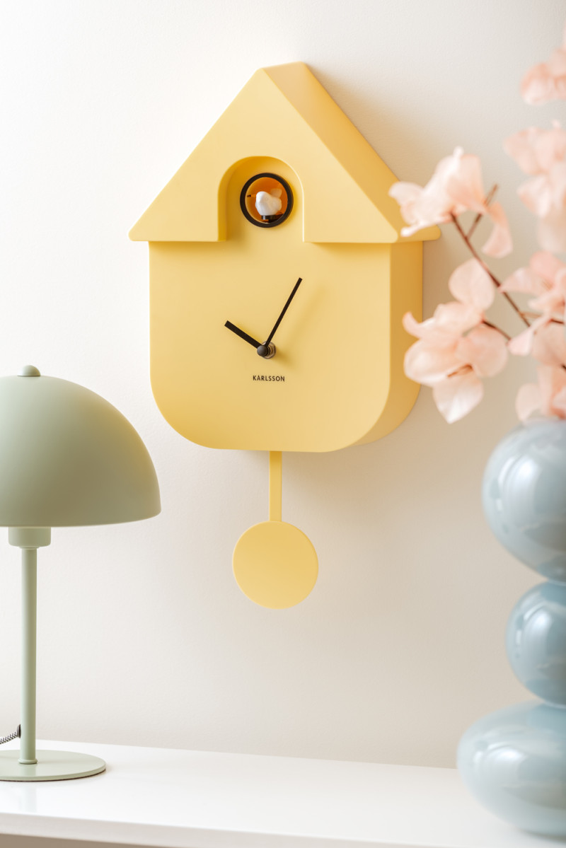 Väggklocka Modern Cuckoo Ljusgul - 5