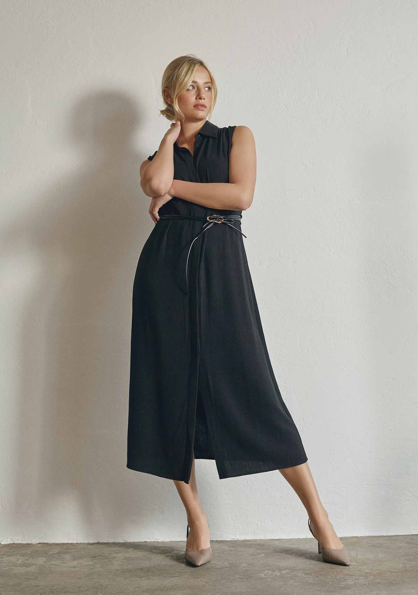 Pearl Belt Dress - Black - Isay 