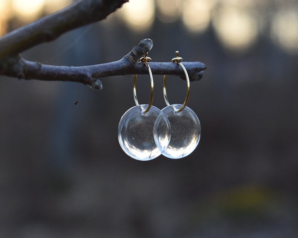 SIKA CRYSTAL CLEAR - earrings in clear glass gold plated