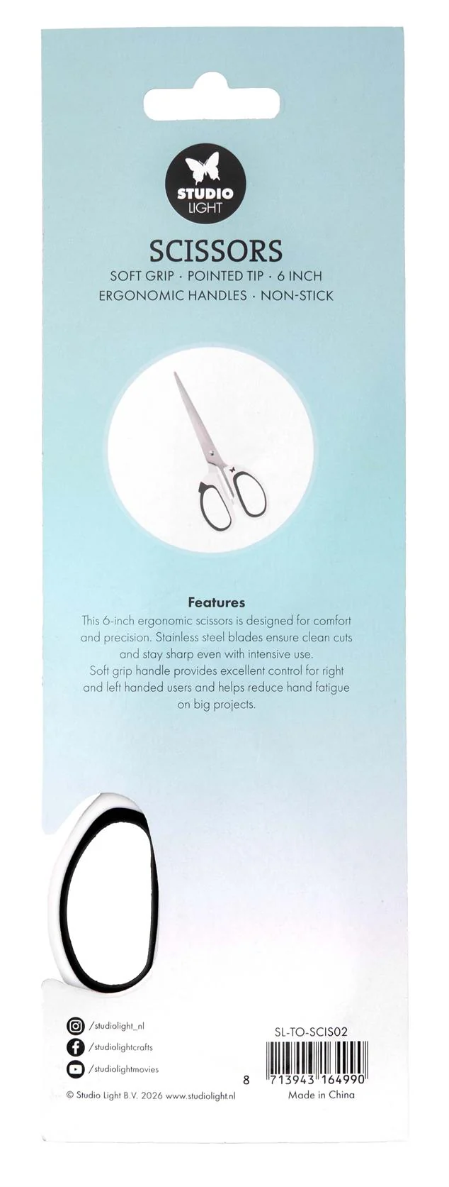 Studio Light Scissor Soft grip, pointed tip, 6 Inch /15cm - 2