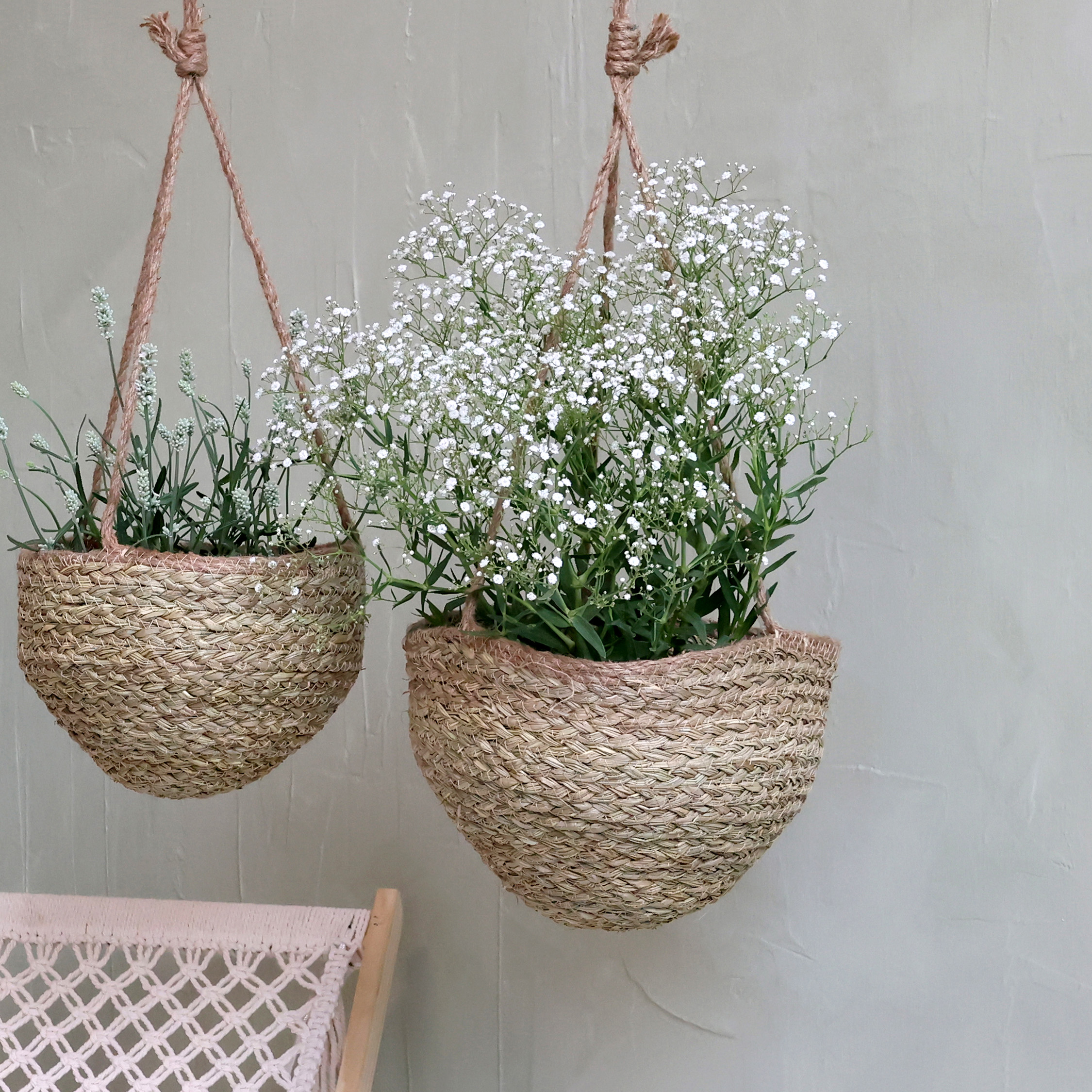 Hanging basket with basket - H20/Ø30 cm
