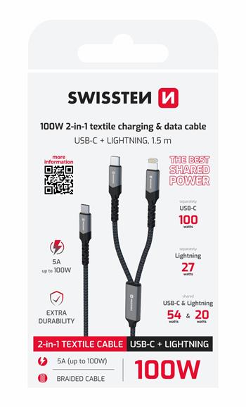 Swissten 2-in-1 Charging & Data cable