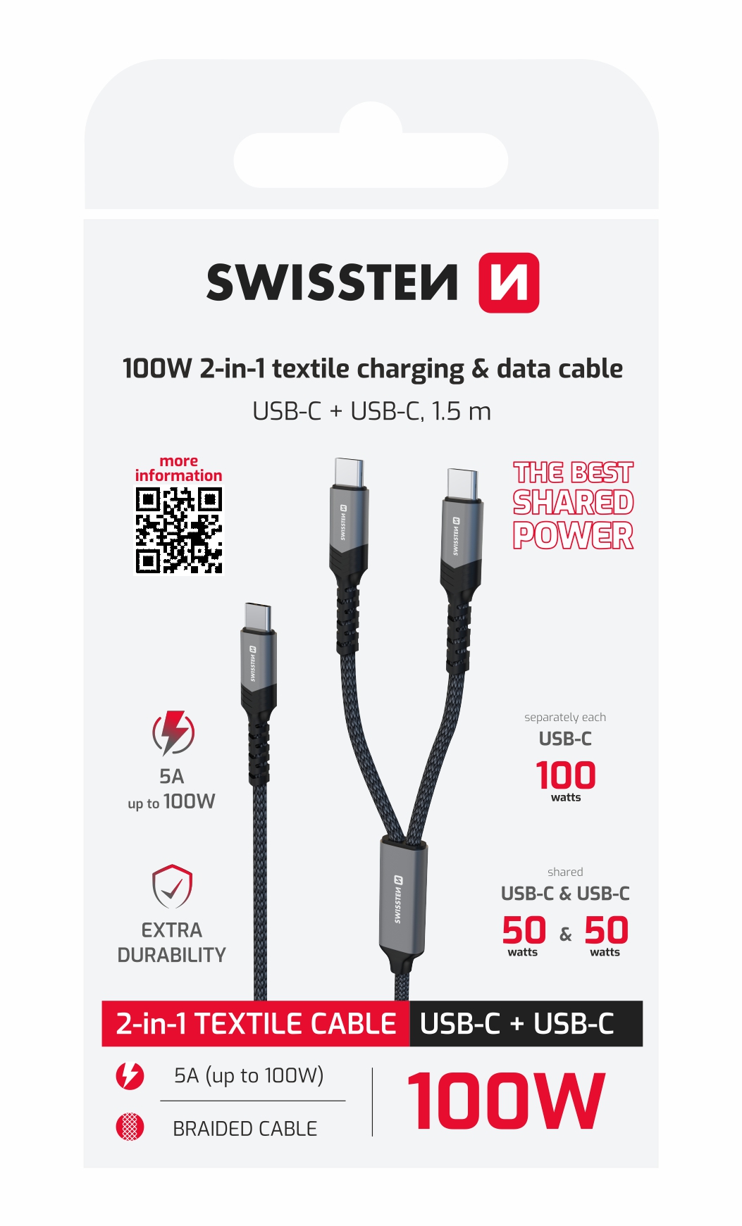 Swissten 2-in-1 Charging & Data cable