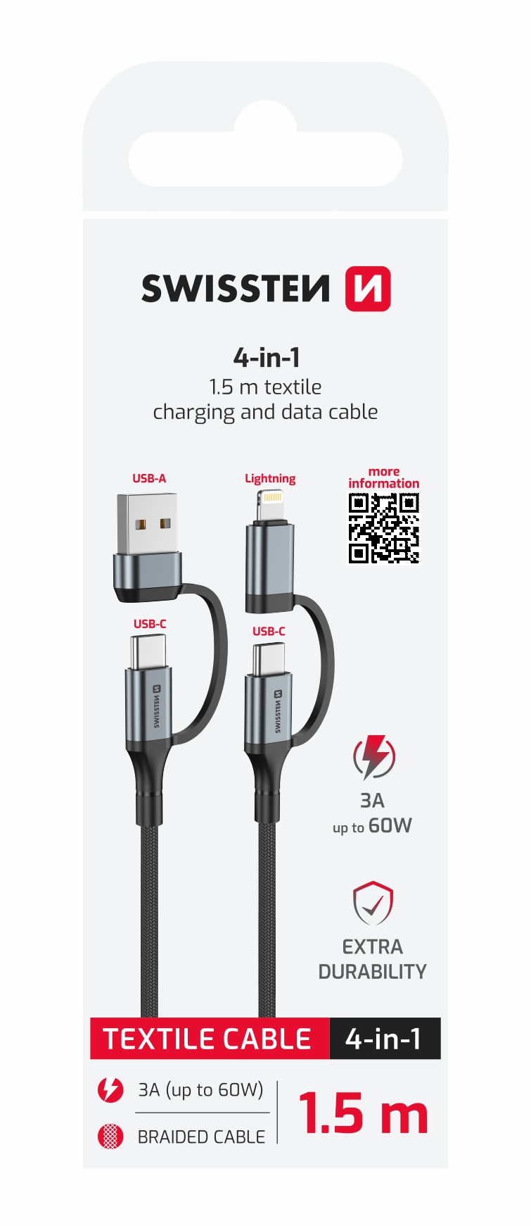 Swissten 4-in-1 Charging & Data cable