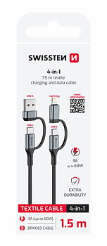 Swissten 4-in-1 Charging & Data cable