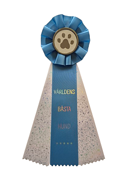Världens bästa hund - SAFIRBLÅ, vita band med prismaglitter