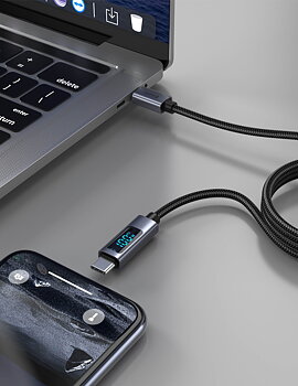 Swissten Laddkabel med LCD