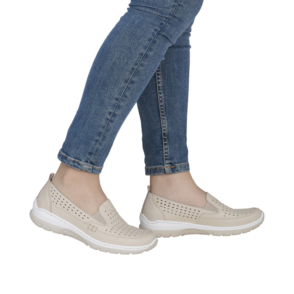 Rieker Damsko i skinn Beige - 9