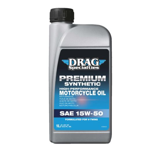 DRAG Specialties Helsyntetisk Motorolja 15W-50 1L – Harley-Davidson  (API SN, JASO MA2)