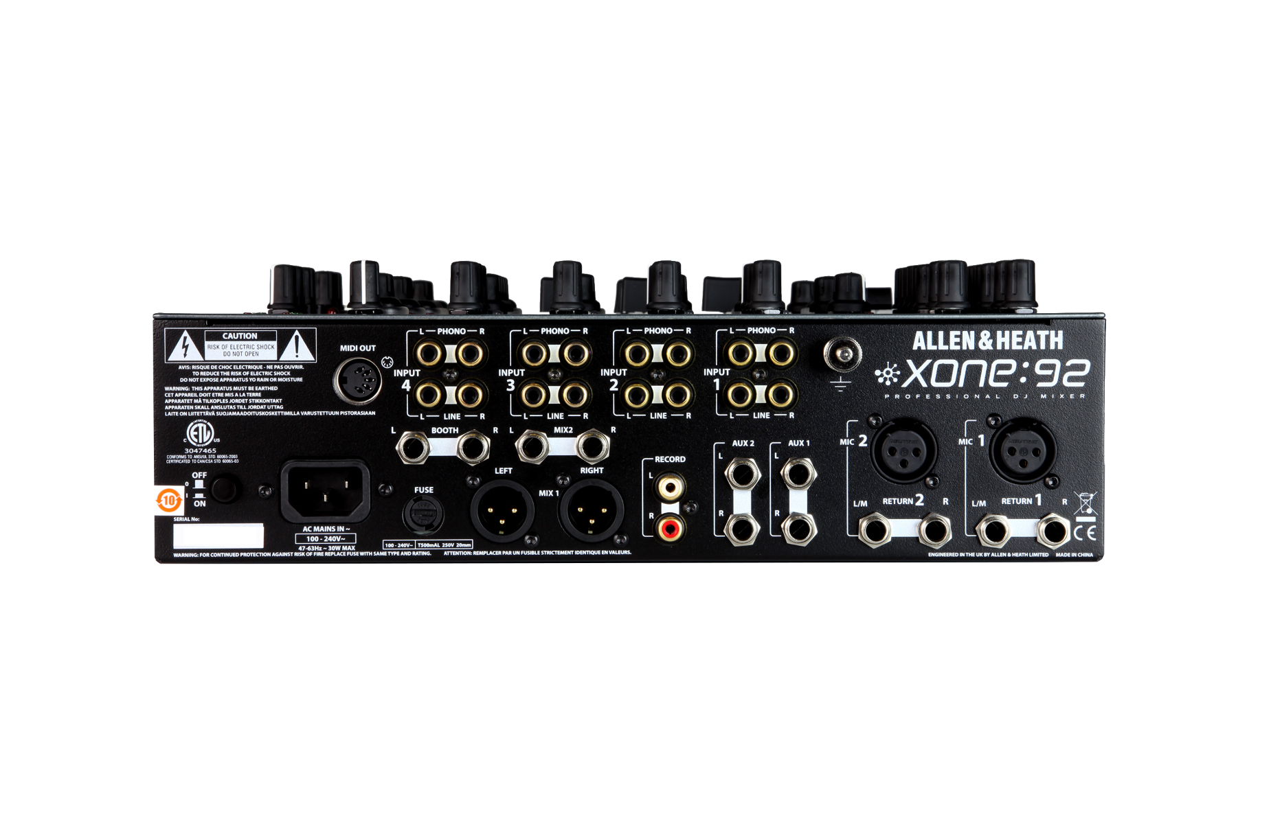 A&H XONE:92 Club & DJ mixer. 6 Stereo Channels (4 Phono/Lin - 4