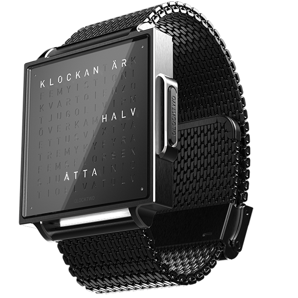 Qlocktwo W Black Steel 