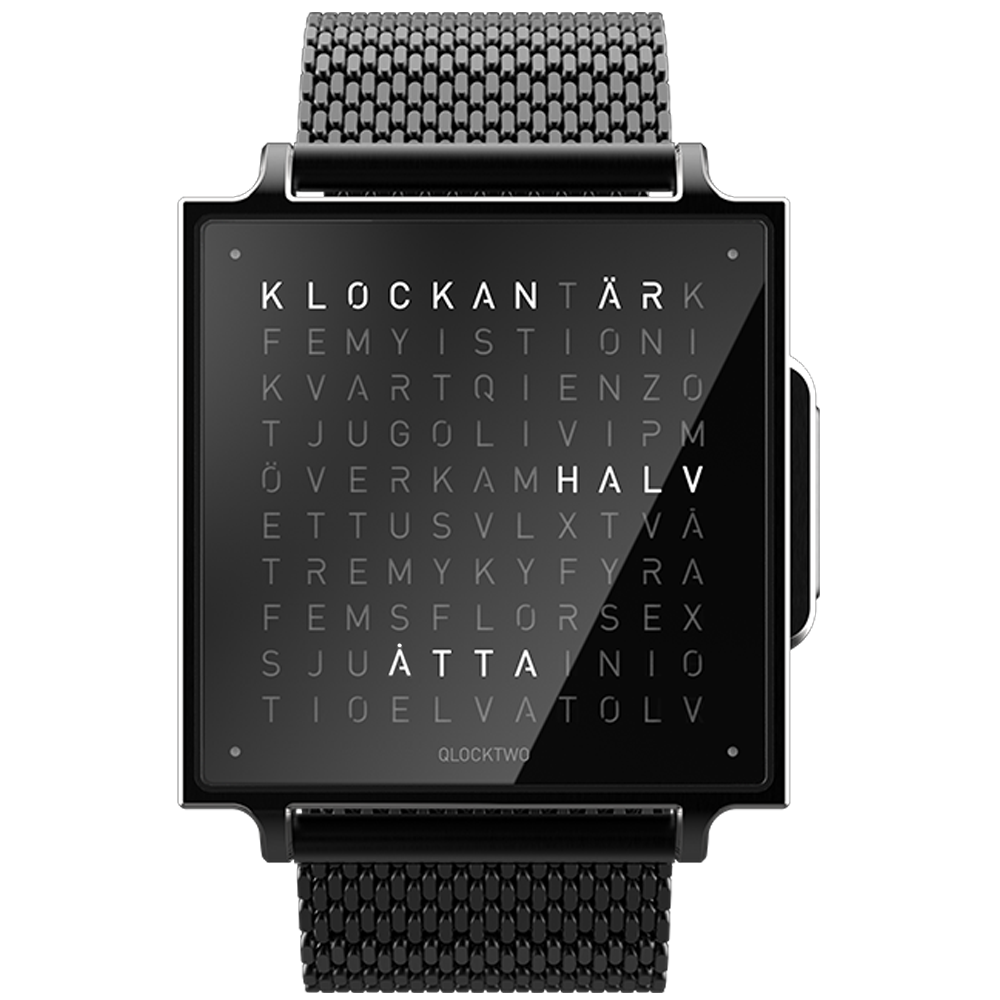 Qlocktwo W Black Steel 