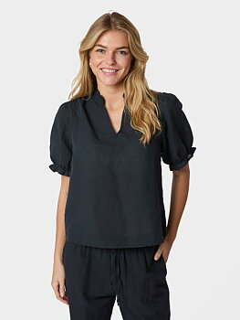 Neo Noir Odesa Linen Blouse Navy