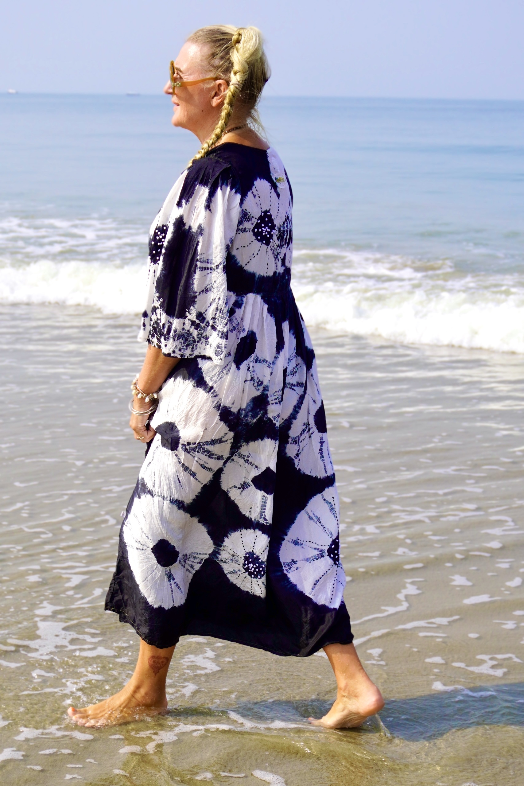 MAGDA SILK MAXI DRESS BLACK & WHITE  - 3