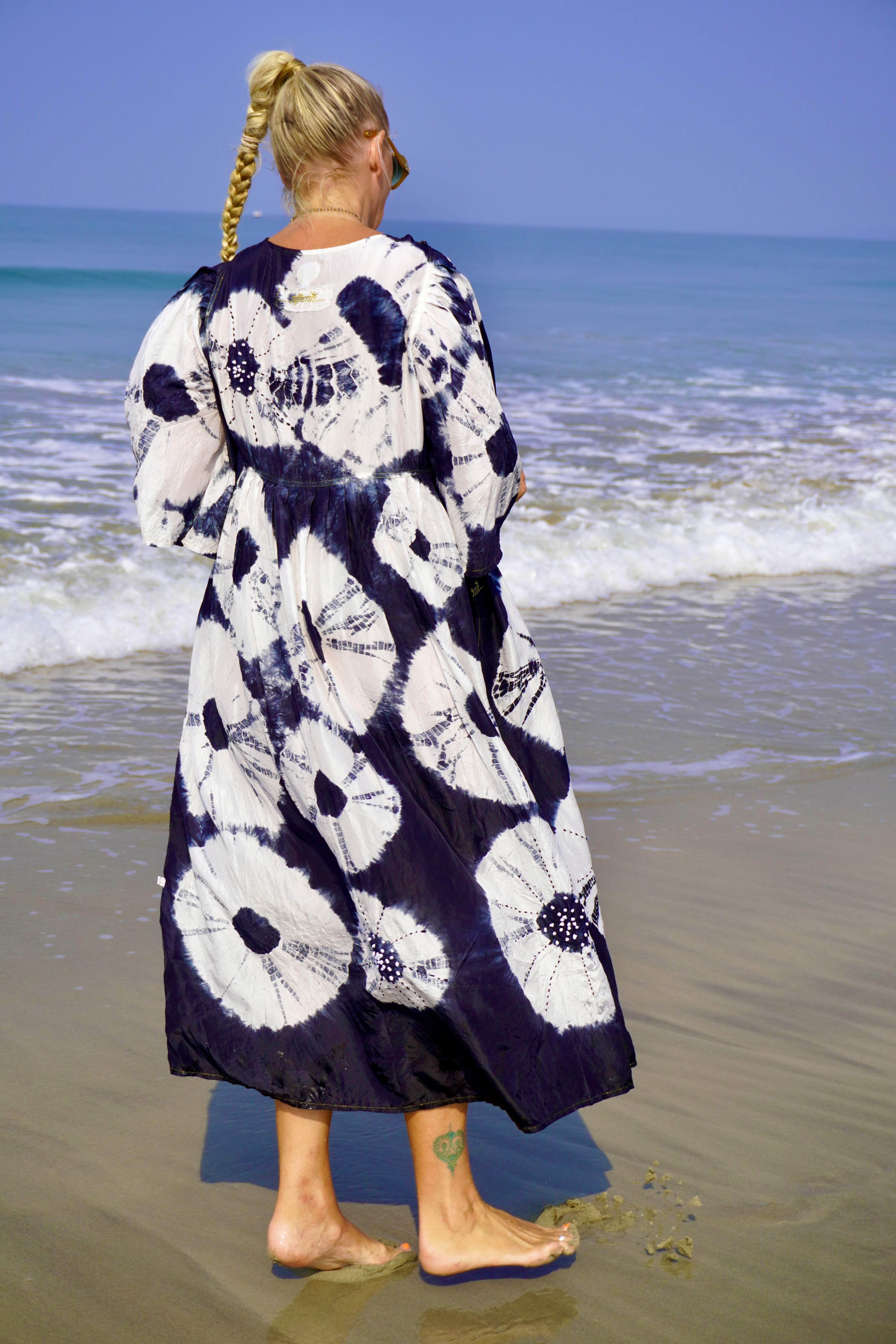 MAGDA SILK MAXI DRESS BLACK & WHITE  - 4