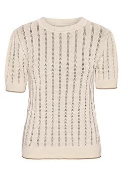 Almine stickad topp beige