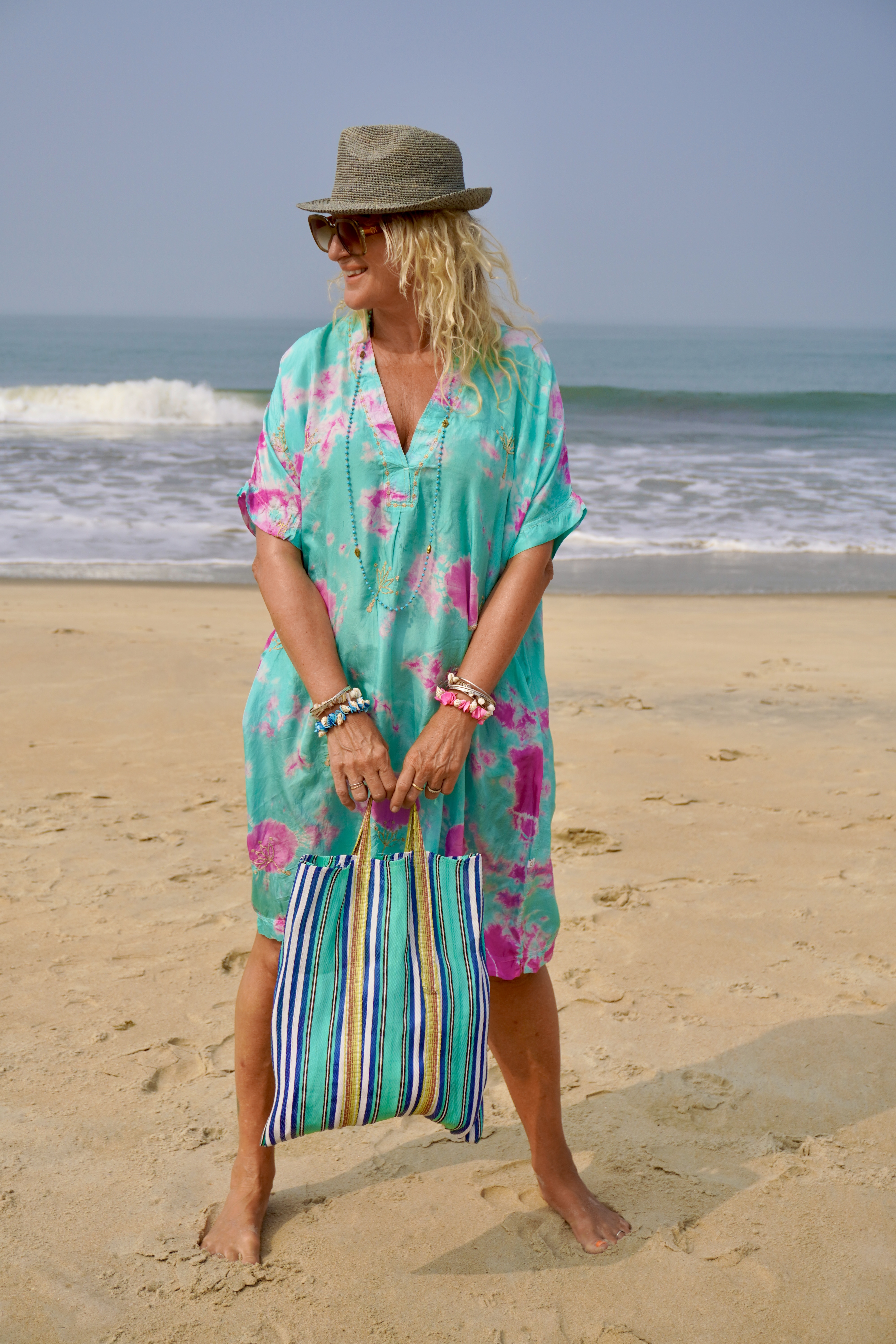VANESSA SILK DRESS LOTUS EMERALD FUSCHIA 