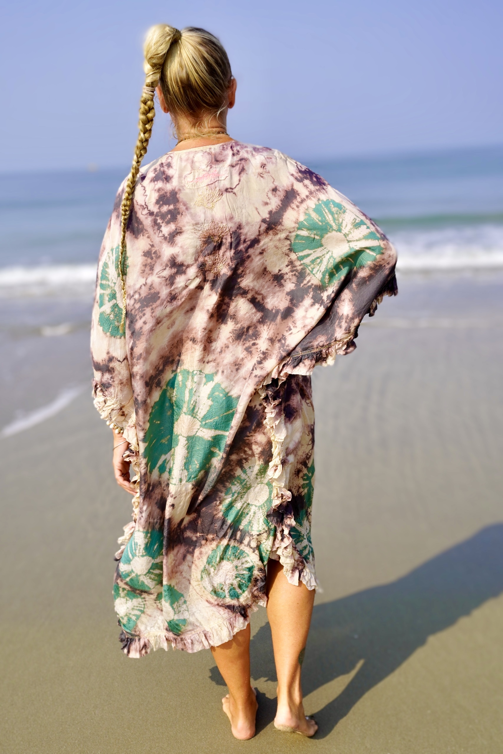 FAMI SILK  MAXI KAFTAN CHARCOAL EMERALD - 6
