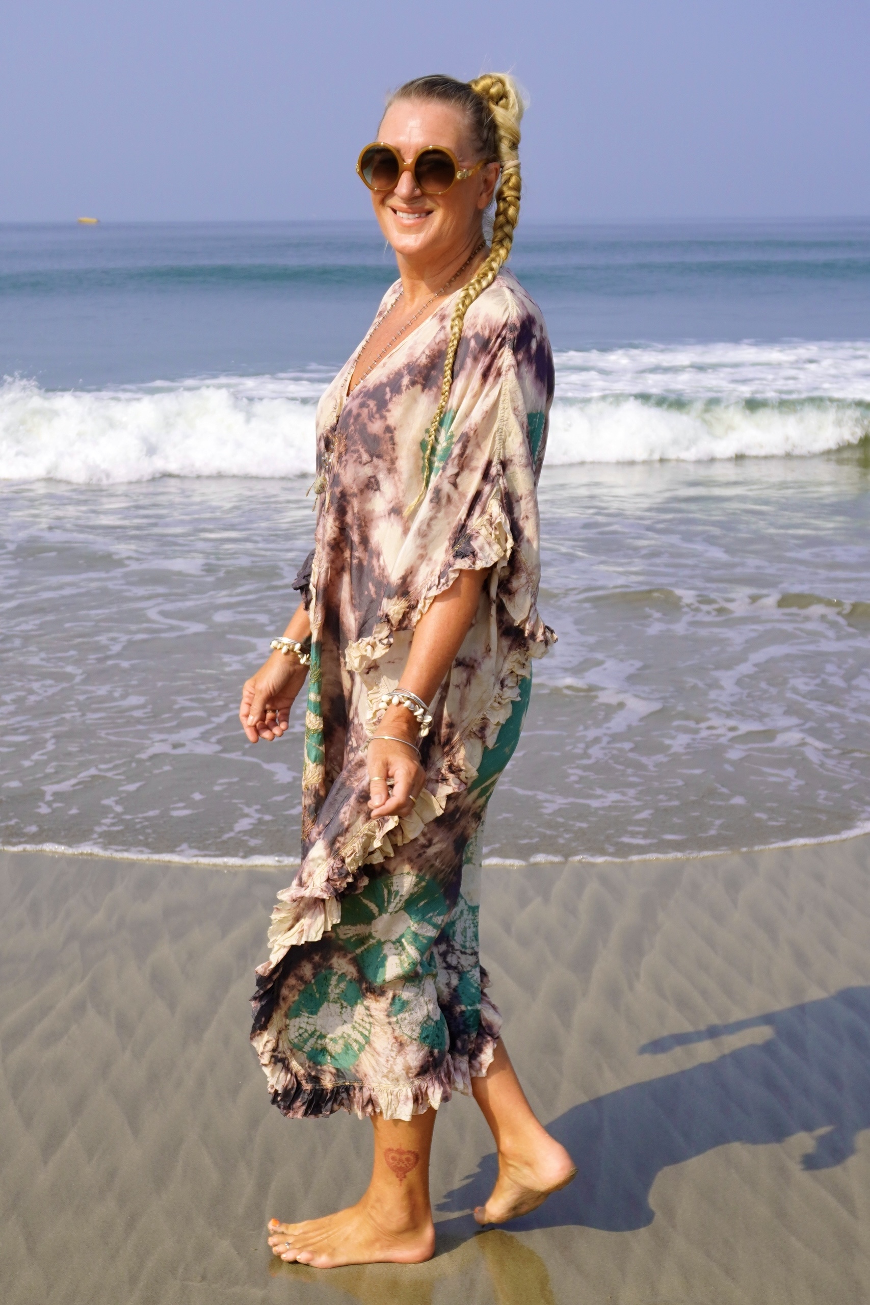 FAMI SILK  MAXI KAFTAN CHARCOAL EMERALD - 5