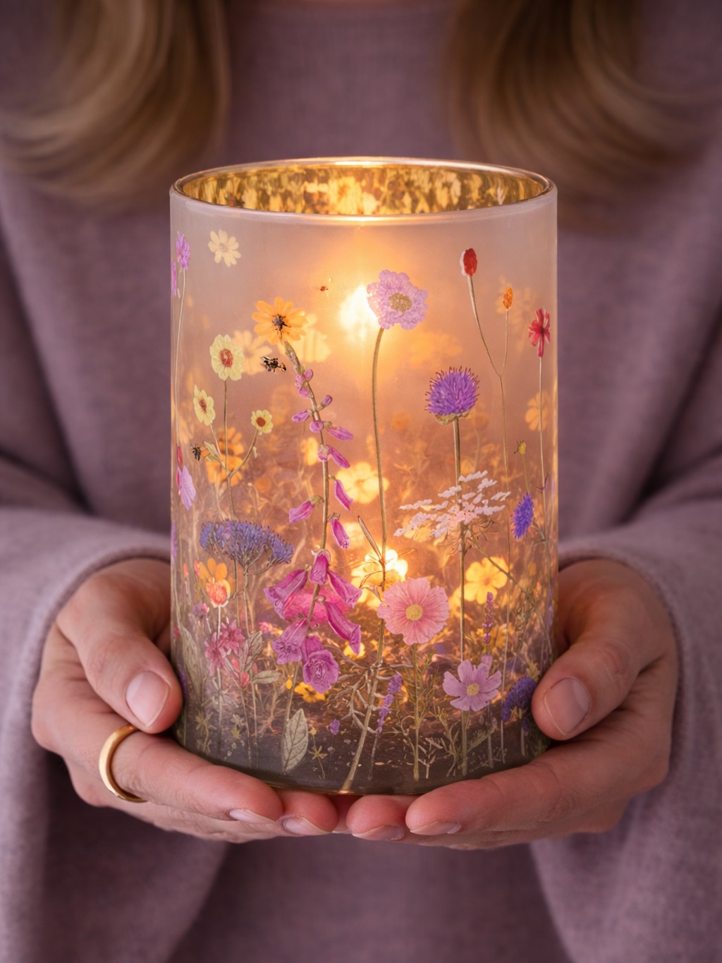 Lantern - Vase - Flowers & Bees - Large - 18x12 cm