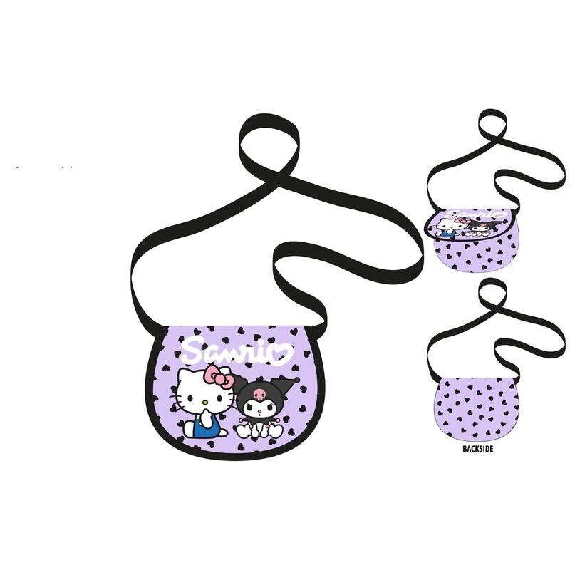 Hello Kitty och Kuromi Axelremsväska i Lila 18 cm - 9