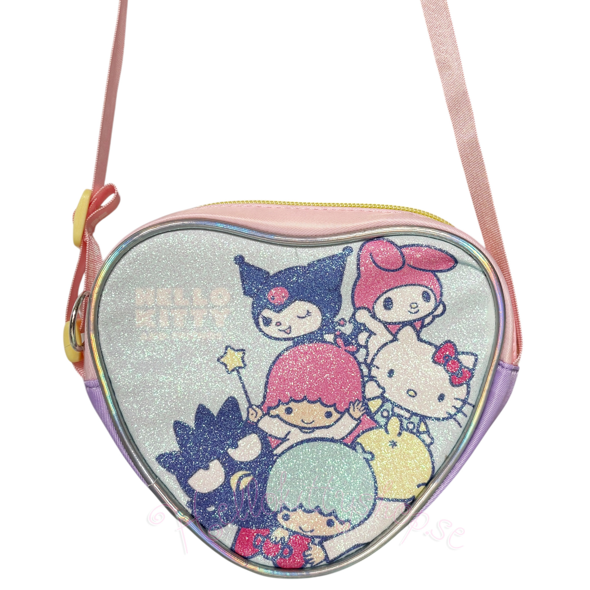 Hello Kitty and Friends Glittrig Hjärtformad Axelremsväska 17 cm