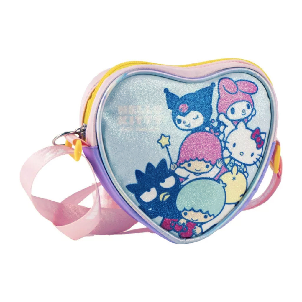 Hello Kitty and Friends Glittrig Hjärtformad Axelremsväska 17 cm - 8