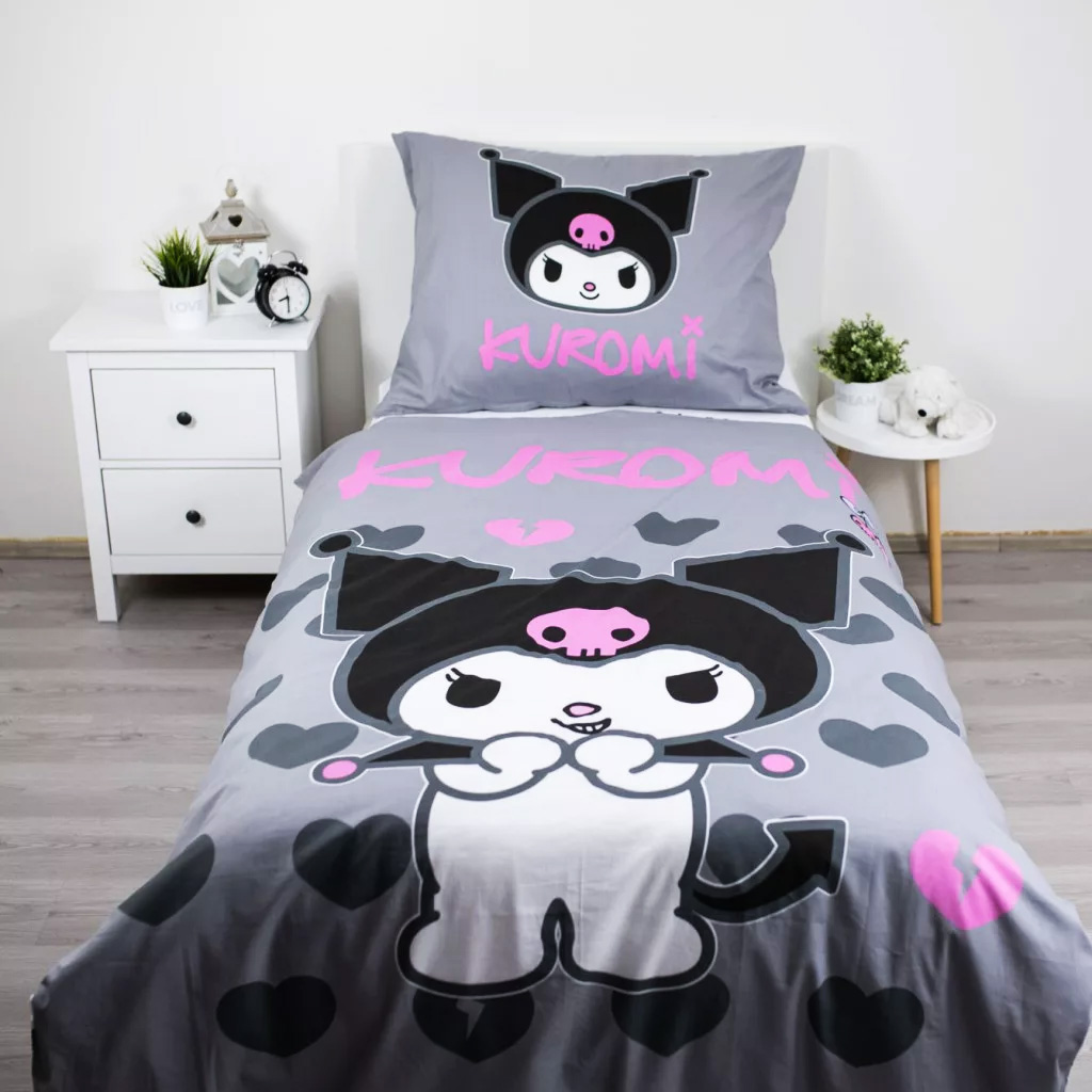 Kuromi Bäddset - Påslakan och Örngott 140 x 200 cm - Vändbart, 100% Bomull