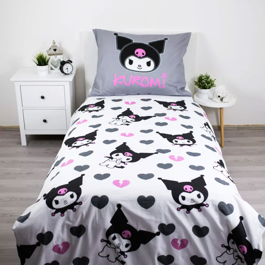 Kuromi Bäddset - Påslakan och Örngott 140 x 200 cm - Vändbart, 100% Bomull - 2