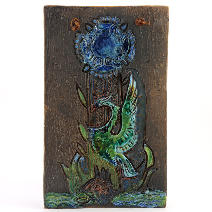 Dagny Petrusson (1950s) Wall Plaque with Bird Scene Decor 29 cm