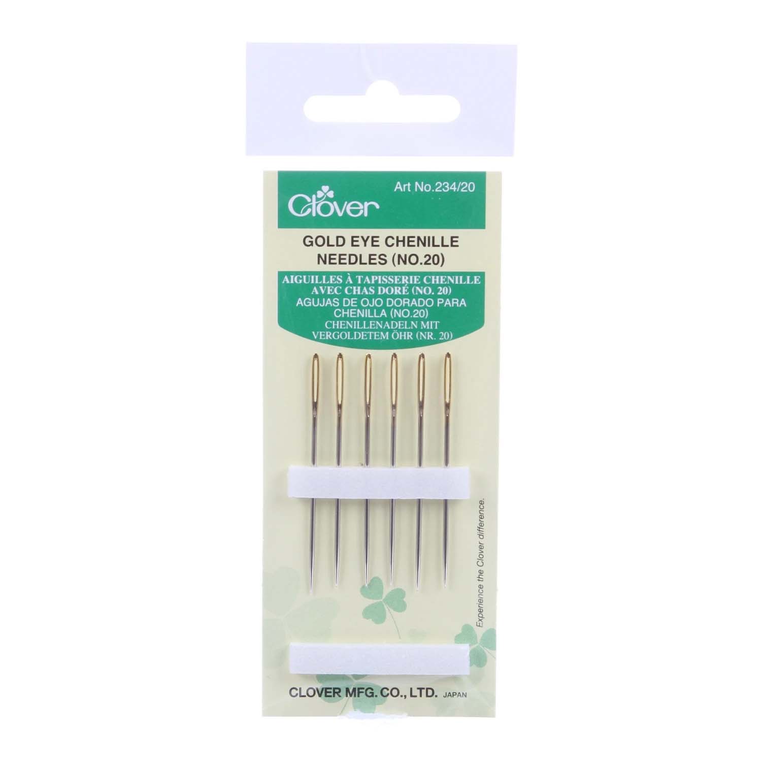 Broderinålar No 20, 6st - Clover Gold Eye Chenille Needles Size 20
