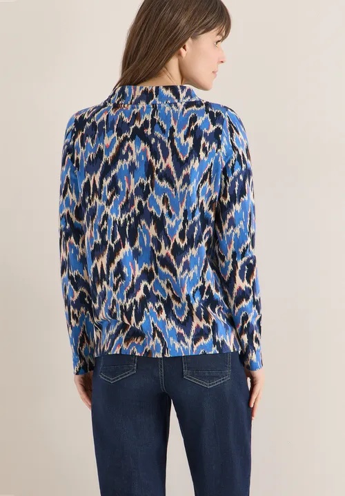 TOS Multi AOP Funnel Neck - Blue - Cecil - 3