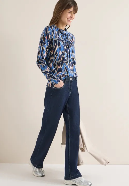 TOS Multi AOP Funnel Neck - Blue - Cecil