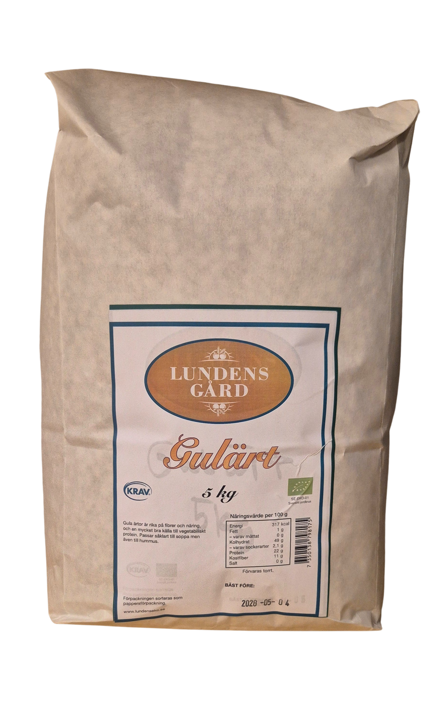 Gula ärtor KRAV 5 kg, Lundens Eko